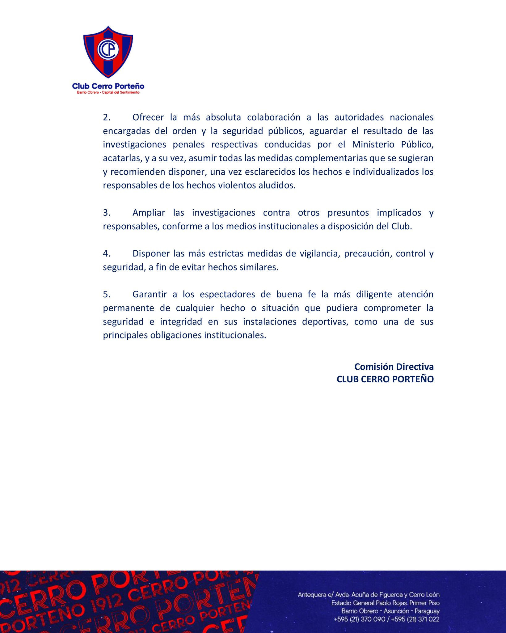 Comunicado Oficial Del Club Cerro Porte O Reservado El Derecho De